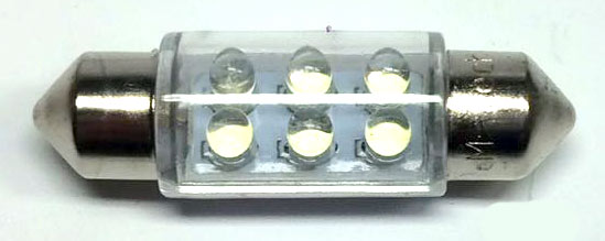 12V 36mm Buis 6x LED Wit 0.37W Lamp